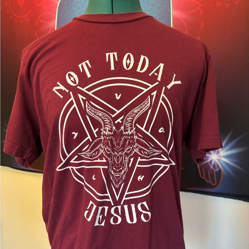 Not Today Jesus Graphic Tee - Maroon